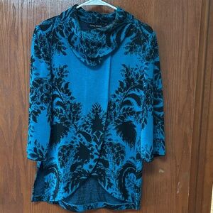Ming Wang Blue and Black Patterned Blazer